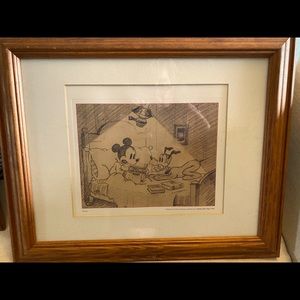 Authentic Mickey Mouse Animation Slide Sketches in real wood frames/glass face.